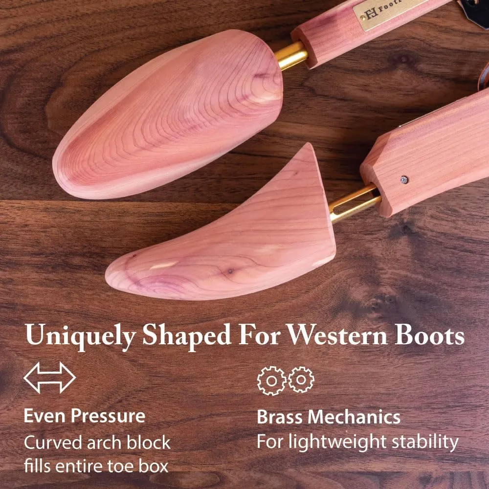 FootFitter Western Cedar Boot Tree - Shoe Trees for Western Cowboy Style Men & Women Boots, Made From USA Grown Cedar Wood