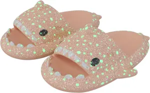 Galaxy Shark Slides Glow in the Dark for Men and Women, Cloud Shark Slides Beach Sandals Luminous Shark Slippers