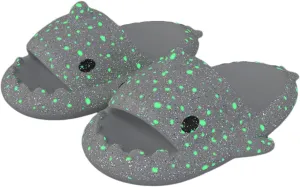 Galaxy Shark Slides Glow in the Dark for Men and Women, Cloud Shark Slides Beach Sandals Luminous Shark Slippers