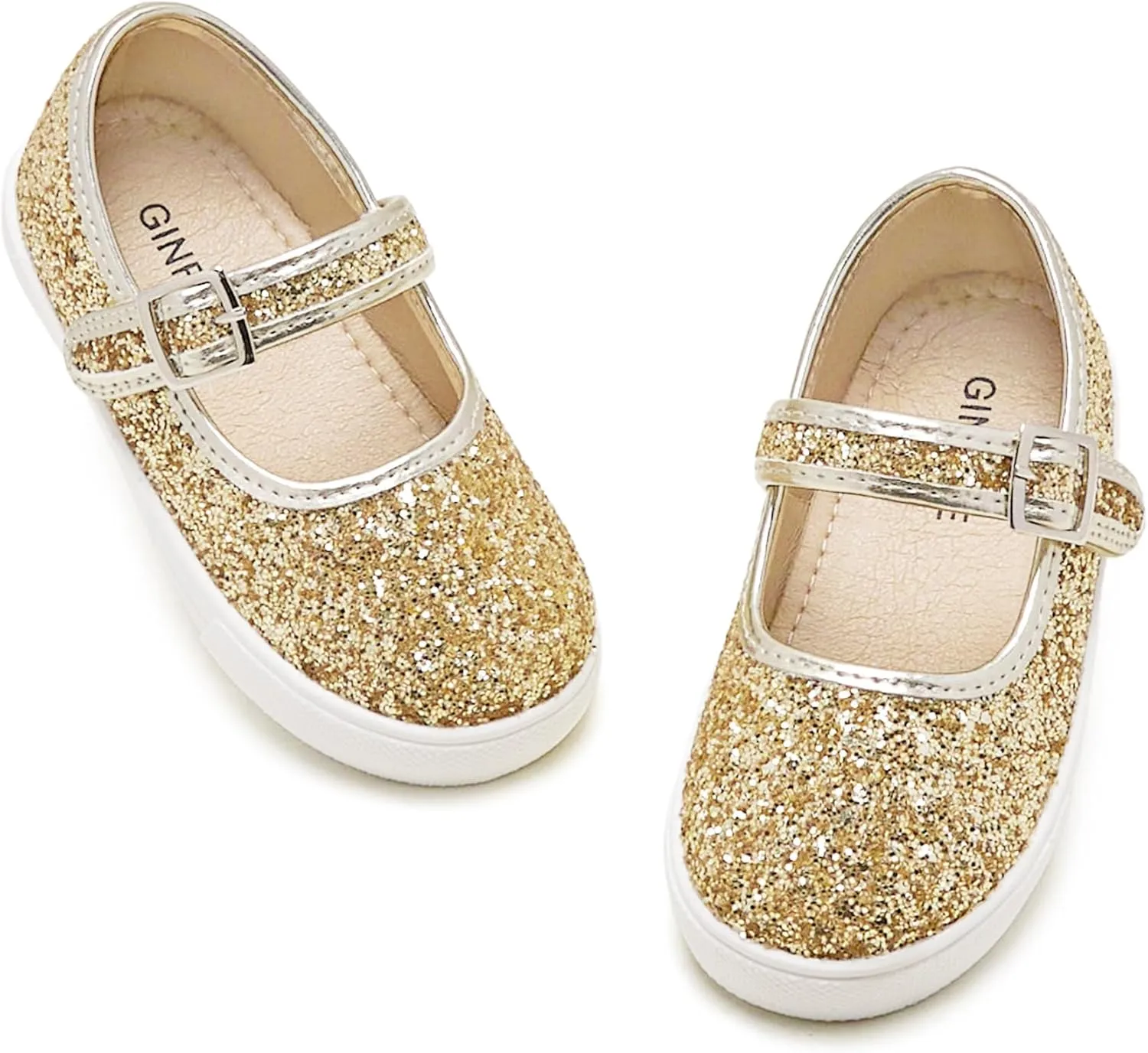 GINFIVE Toddler Girls Sneakers Little Girls Slip On Shoes Glitter Sneakers Toddler