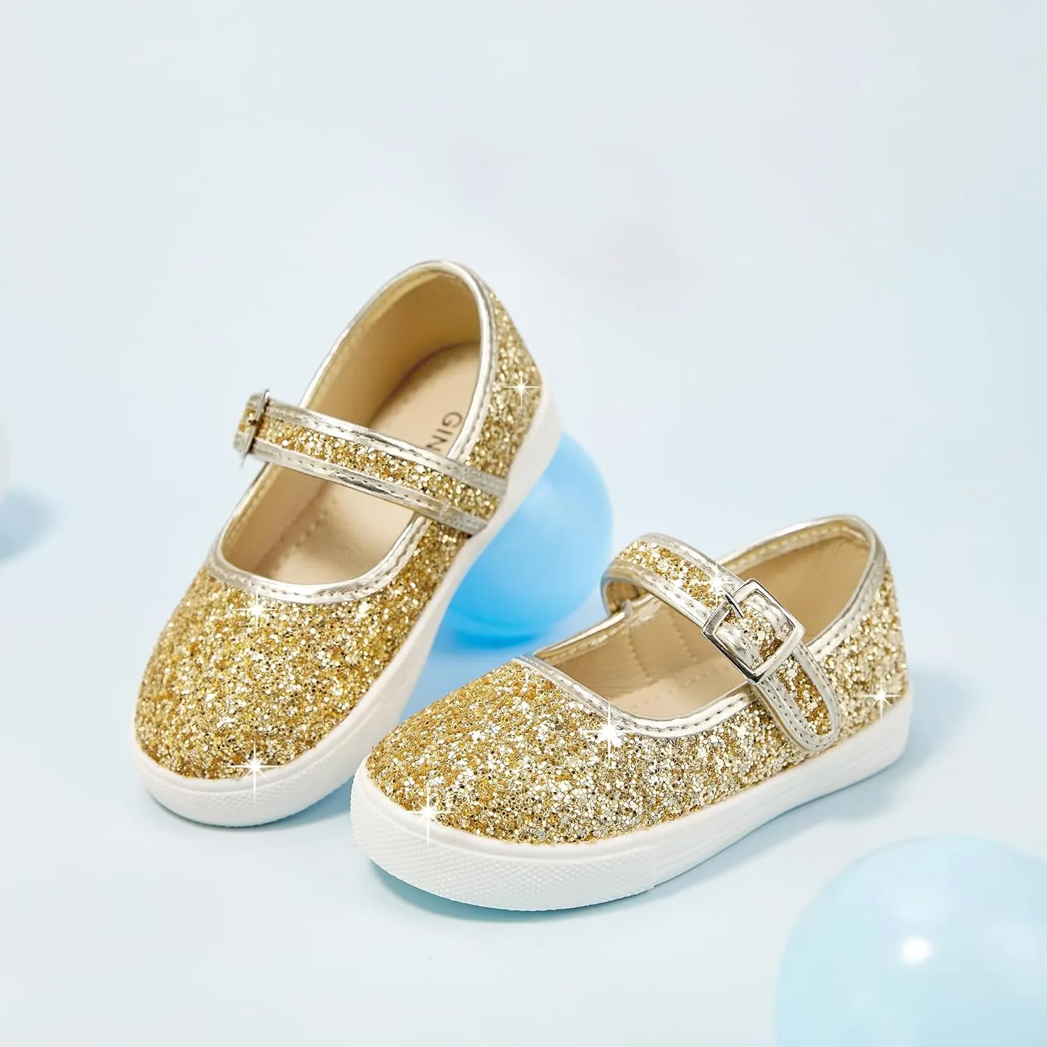 GINFIVE Toddler Girls Sneakers Little Girls Slip On Shoes Glitter Sneakers Toddler