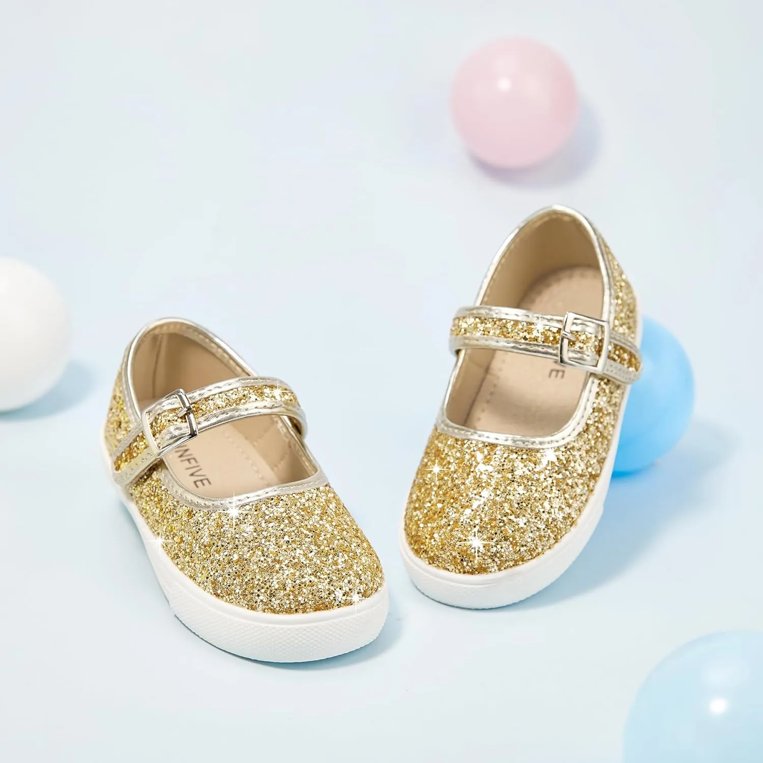 GINFIVE Toddler Girls Sneakers Little Girls Slip On Shoes Glitter Sneakers Toddler