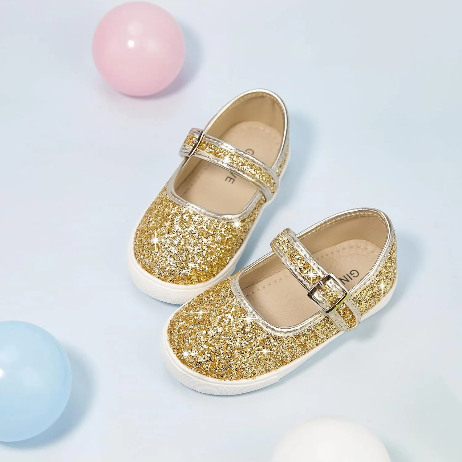 GINFIVE Toddler Girls Sneakers Little Girls Slip On Shoes Glitter Sneakers Toddler