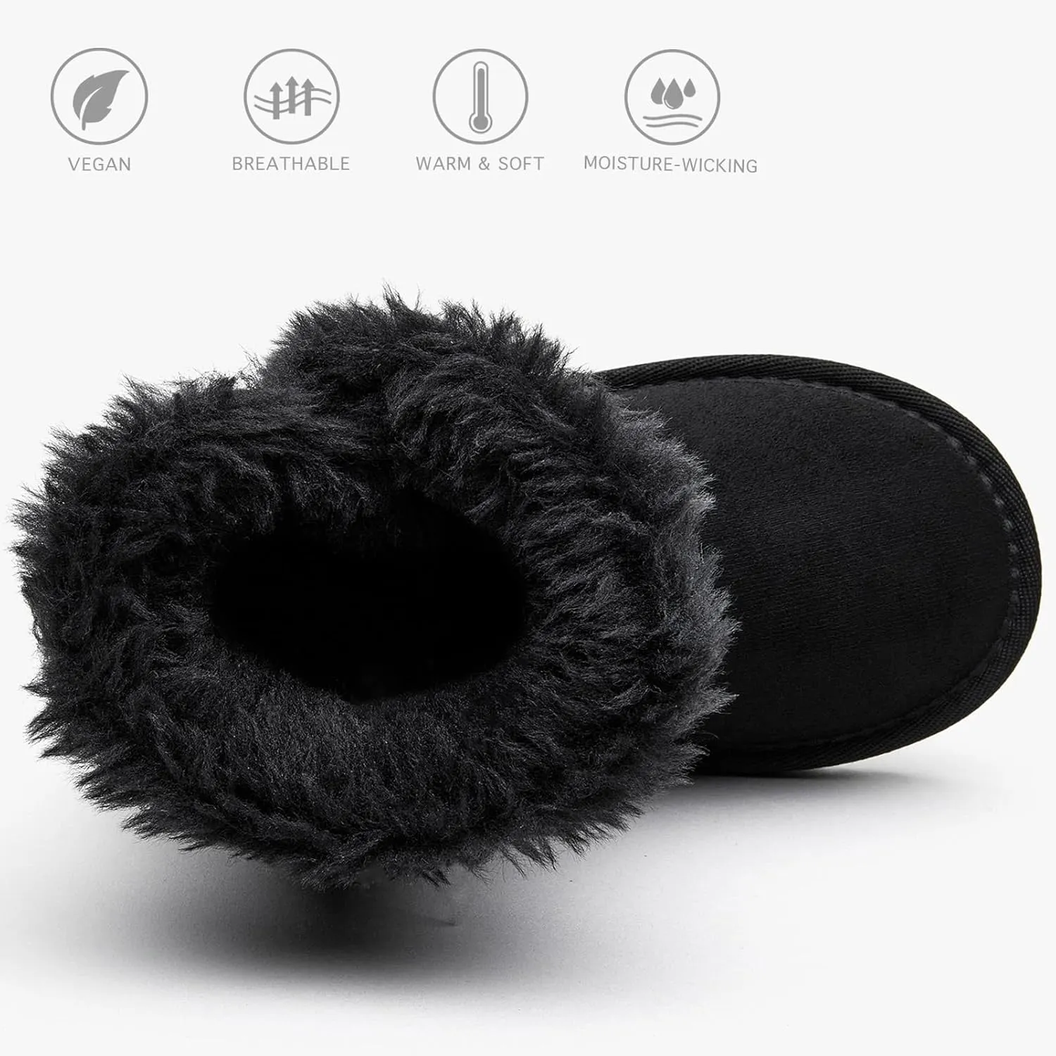 Girls Winter Cold Weather Wood Button Warm Shearling Lightweight Comfort Boots