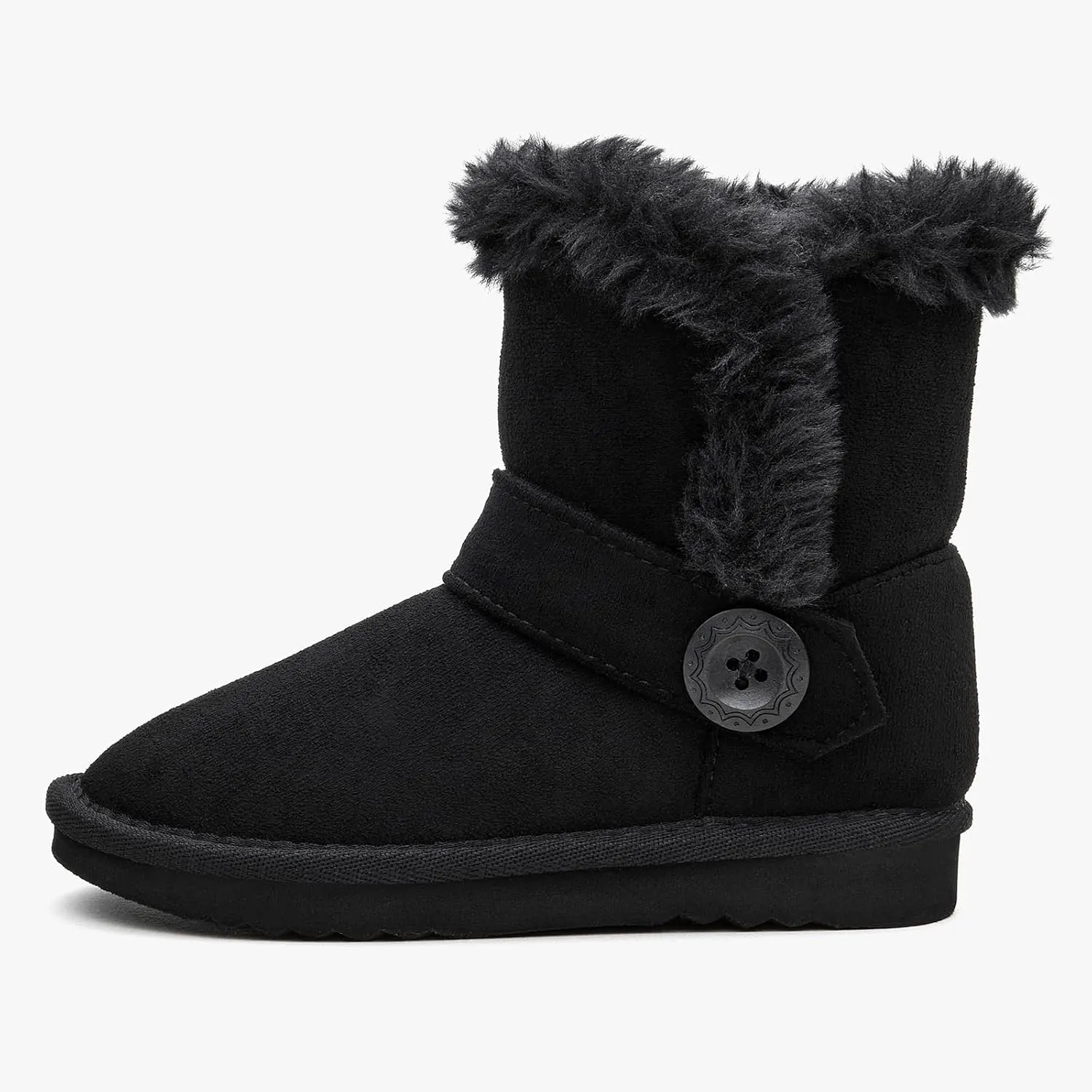 Girls Winter Cold Weather Wood Button Warm Shearling Lightweight Comfort Boots