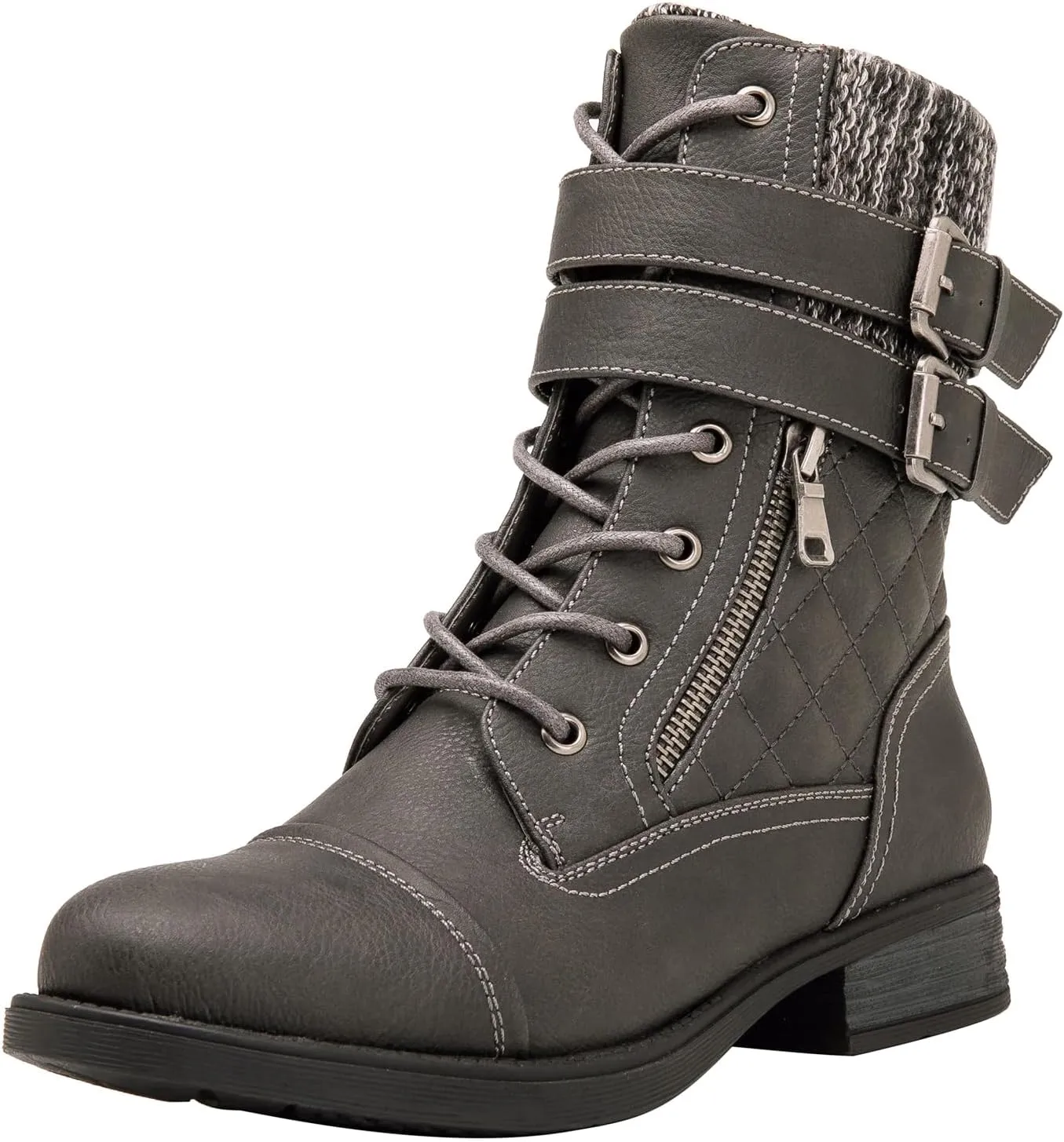 GLOBALWIN 1903 Women's Fashion Low Heels Lace Up Ankle Boots Combat Boots For Women