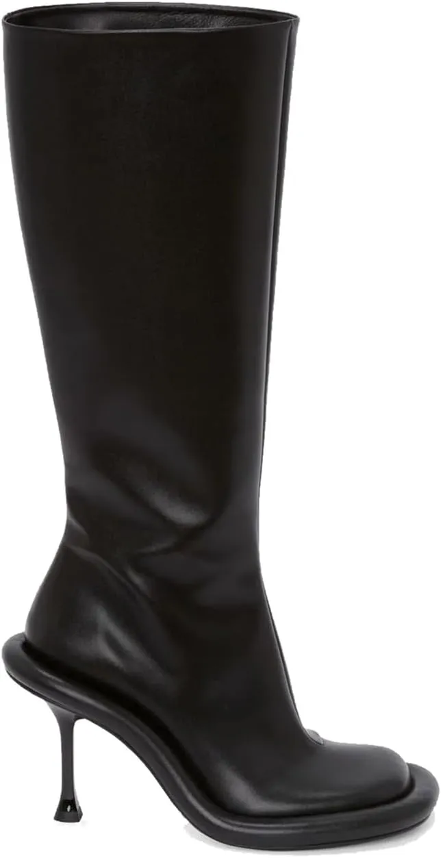 Goolita Women's Denim Knee-High Boots, Black, Stiletto Heel, Zip Closure, Gothic, Casual, Party, Dating, All Seasons