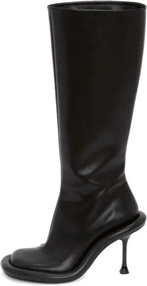 Goolita Women's Denim Knee-High Boots, Black, Stiletto Heel, Zip Closure, Gothic, Casual, Party, Dating, All Seasons