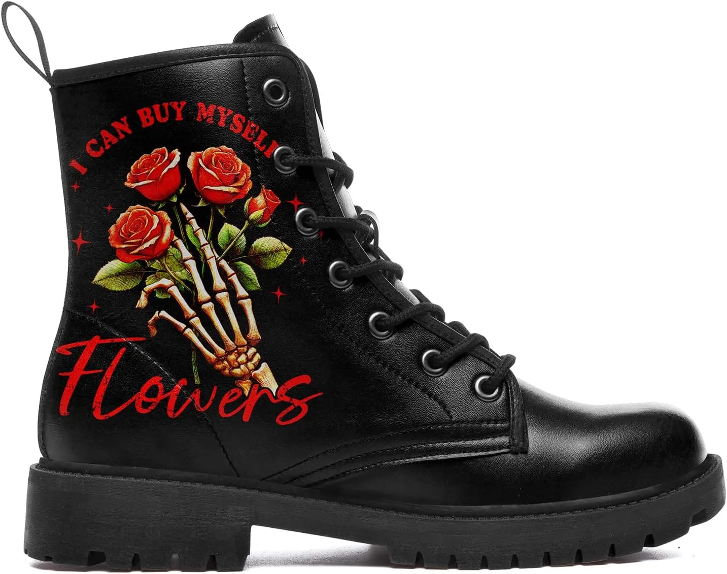 Gothic Lolita Women's Ankle Boots - Black, Round Toe, Block Heel, Lace-Up Booties - Gothic Boots Model