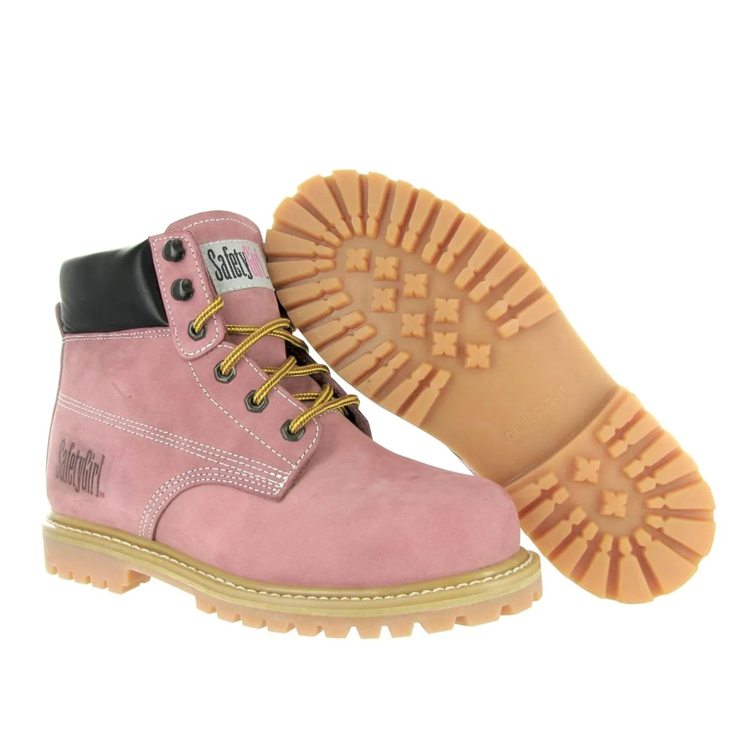 GS003-Lt Pink-9.5M Steel Toe Work Boots - Light Pink - 9.5M, English, Capacity, Volume, Leather, 9.5M, Pink ()