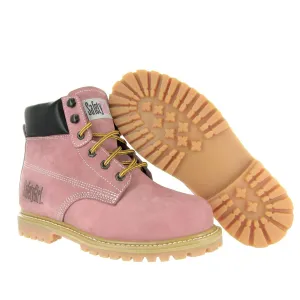 GS003-Lt Pink-9.5M Steel Toe Work Boots - Light Pink - 9.5M, English, Capacity, Volume, Leather, 9.5M, Pink ()