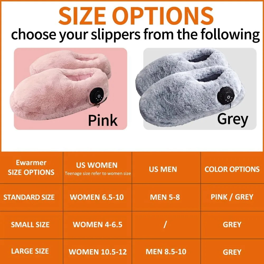Heated Slippers Foot Warmer Rechargeable for Cold Feet, House Portable Electric Heating Pad Shoes for Women Men,3.5-7 Hours Heating, Powered by Battery or USB