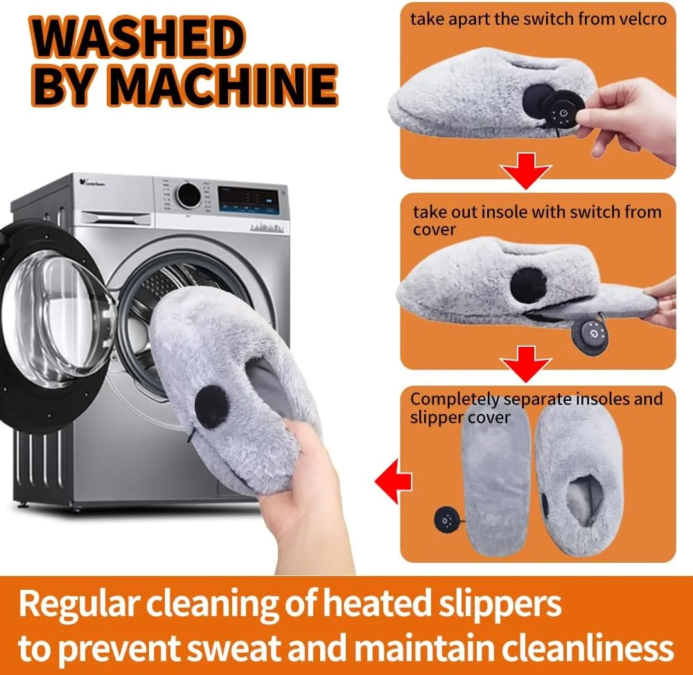 Heated Slippers Foot Warmer Rechargeable for Cold Feet, House Portable Electric Heating Pad Shoes for Women Men,3.5-7 Hours Heating, Powered by Battery or USB