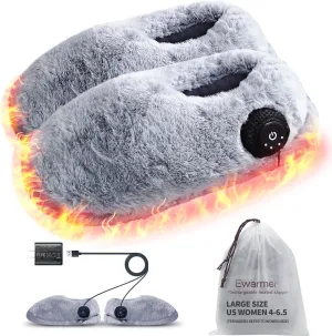 Heated Slippers Foot Warmer Rechargeable for Cold Feet, House Portable Electric Heating Pad Shoes for Women Men,3.5-7 Hours Heating, Powered by Battery or USB