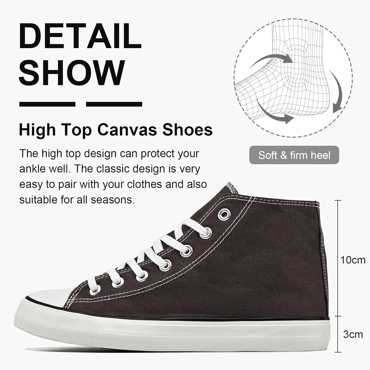 High Top Canvas Sneakers for Women Men Classic Lace Up Canvas Shoes Unisex Casual Tennis Comfortable Fashion Walking Shoes