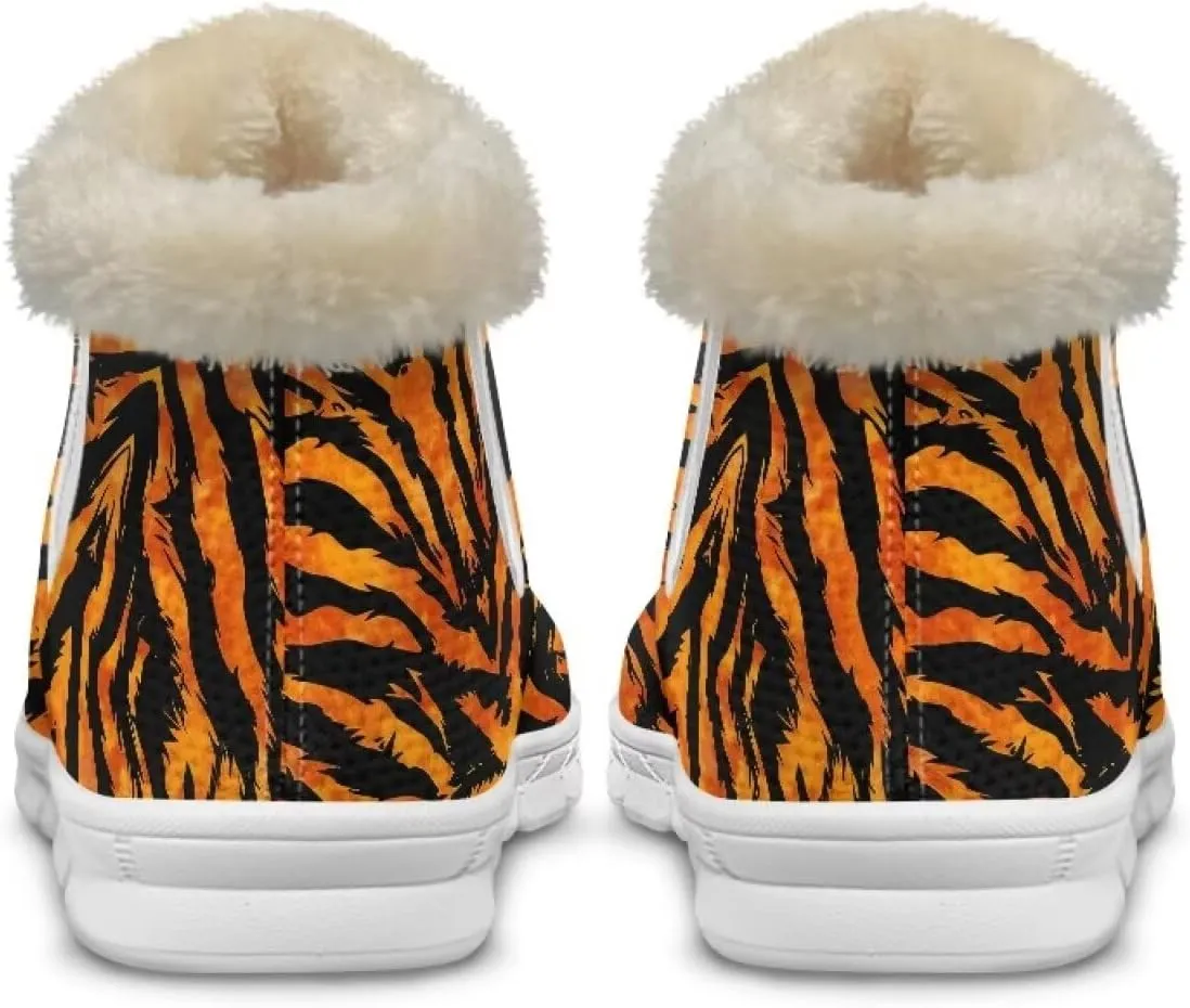 Howilath Leopard Print Winter Mini Boots for Women Fuzzy White Shoes Warm Ankle Booties with Anti-Skid Sole