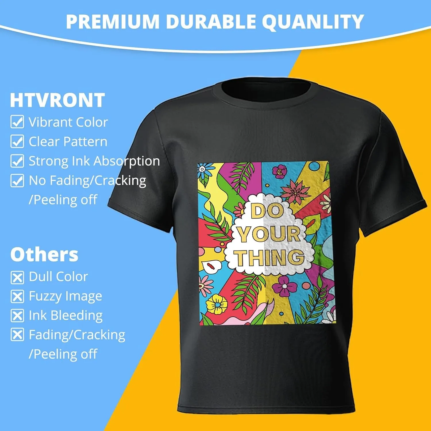 HTVRONT DTF Transfer Film for Sublimation - 100 Sheets of A4 (8.3×11.7") DTF Paper for Inkjet Printers, Direct to Film Transfer Paper for Cotton T shirts, Easy to Use, Vivid Colors, Easy to Indentify