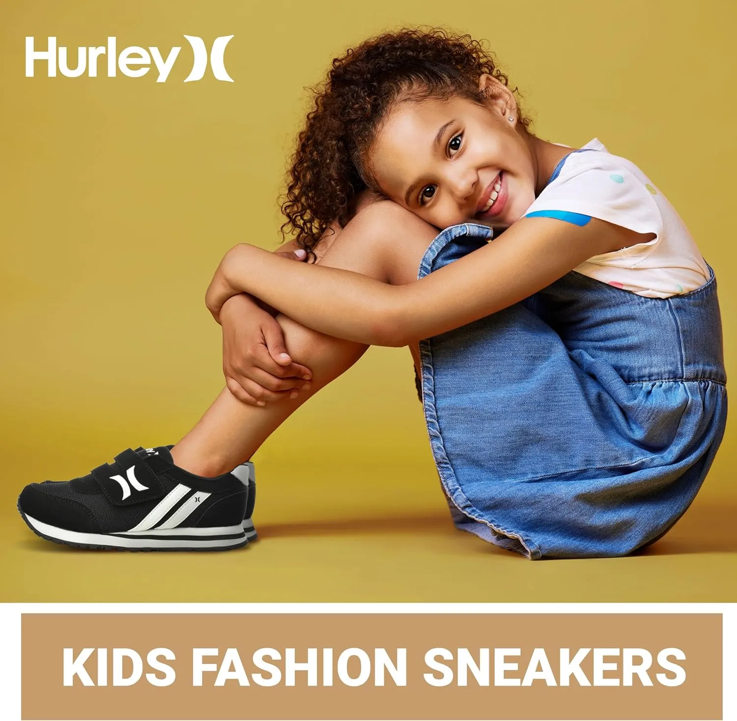 Hurley Kid's Knox Walking Sneakers - Kid's Runner Shoes with Hook & Loop Closure for Easy Wear, Lightweight Running & Walking Shoes for Boys & Girls, Toddler Kid's Sneaker Shoes