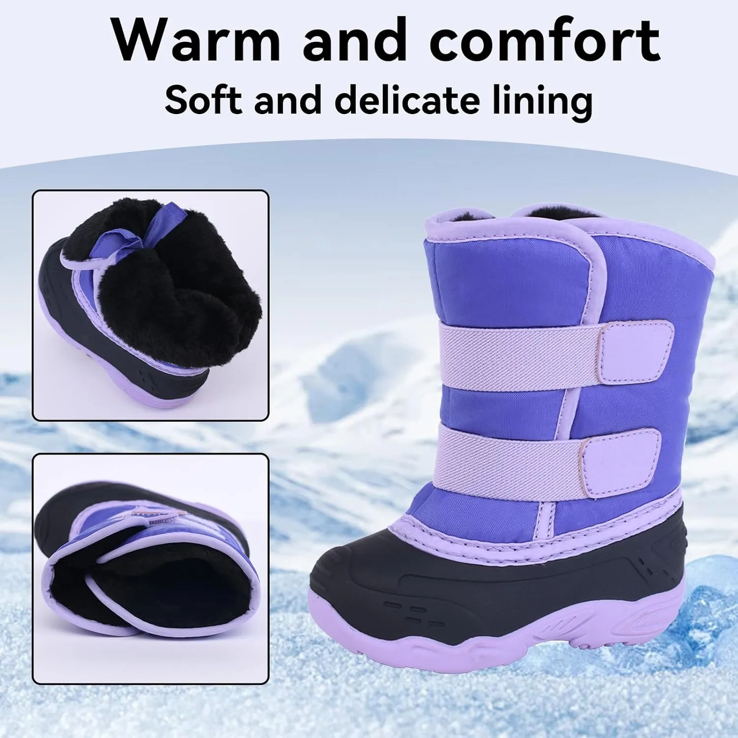 ICEFACE Snow Boots for Kid Winter Boots Waterproof Outdoor Warm Faux Fur Lined boot for Toddler/Little Boys and Girls