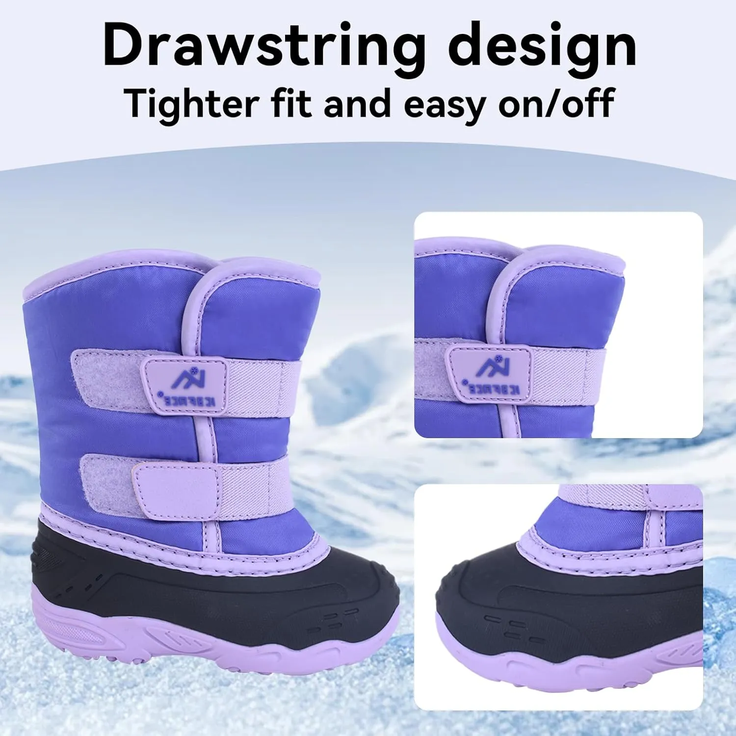 ICEFACE Snow Boots for Kid Winter Boots Waterproof Outdoor Warm Faux Fur Lined boot for Toddler/Little Boys and Girls