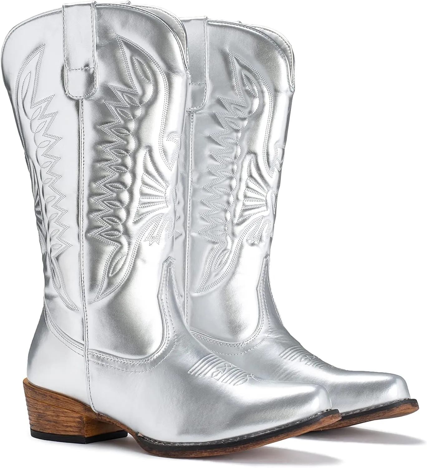 IUV Cowboy Boots For Women Mid Calf Cowgirl Boots Pointy Toe Western Boot