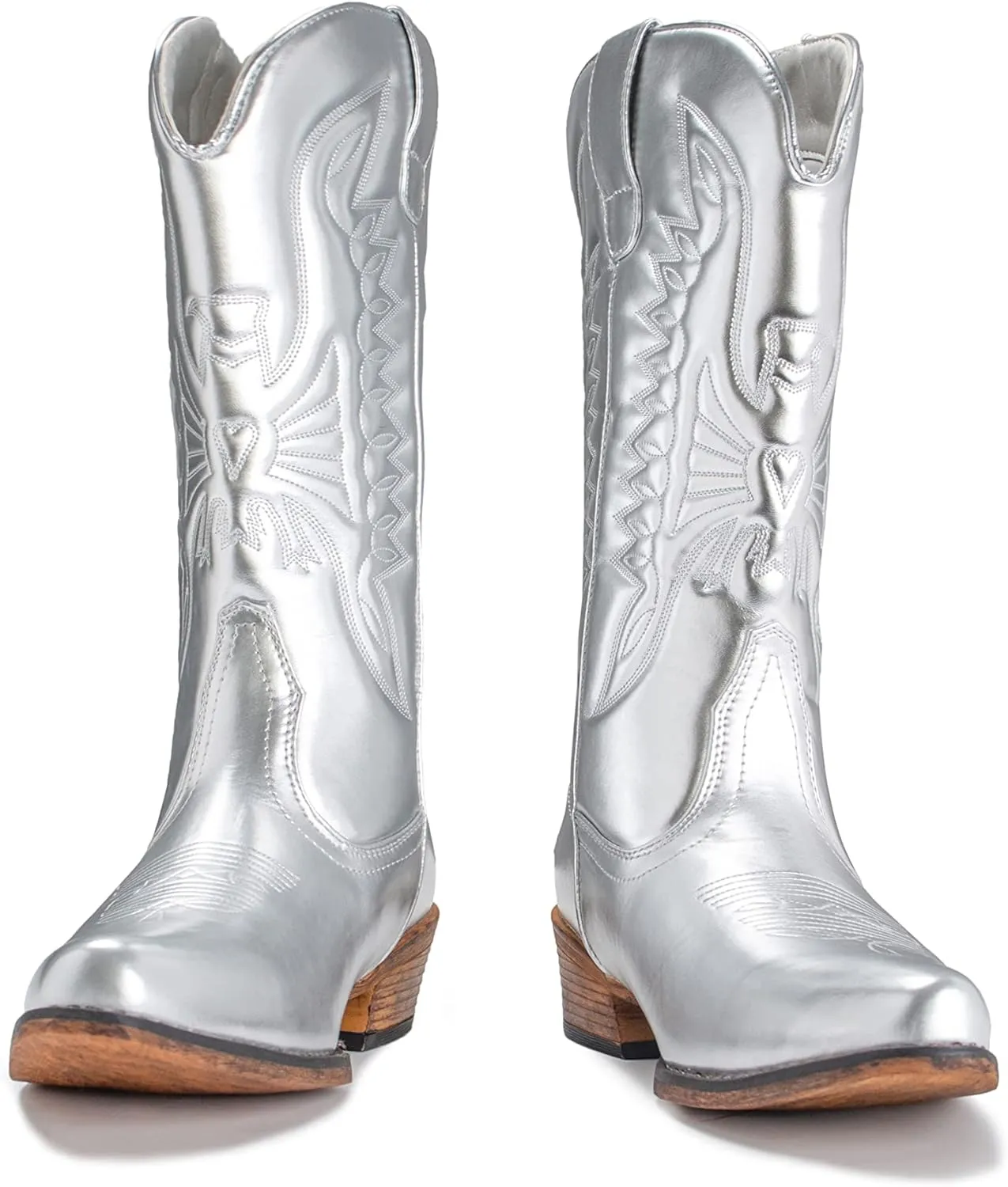 IUV Cowboy Boots For Women Mid Calf Cowgirl Boots Pointy Toe Western Boot