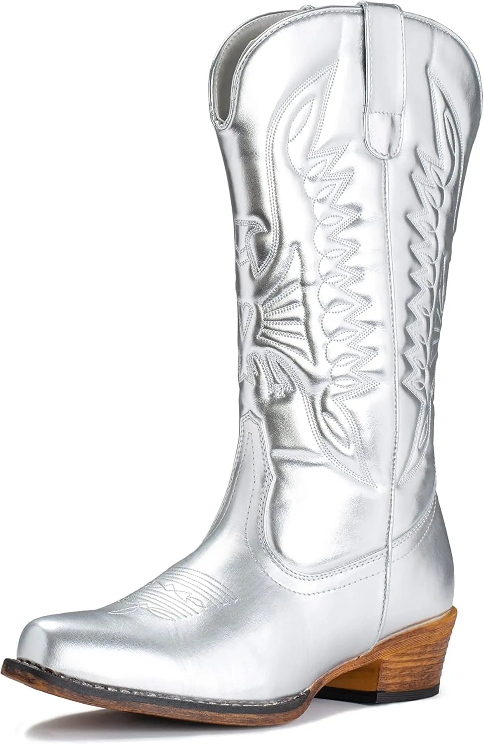 IUV Cowboy Boots For Women Mid Calf Cowgirl Boots Pointy Toe Western Boot