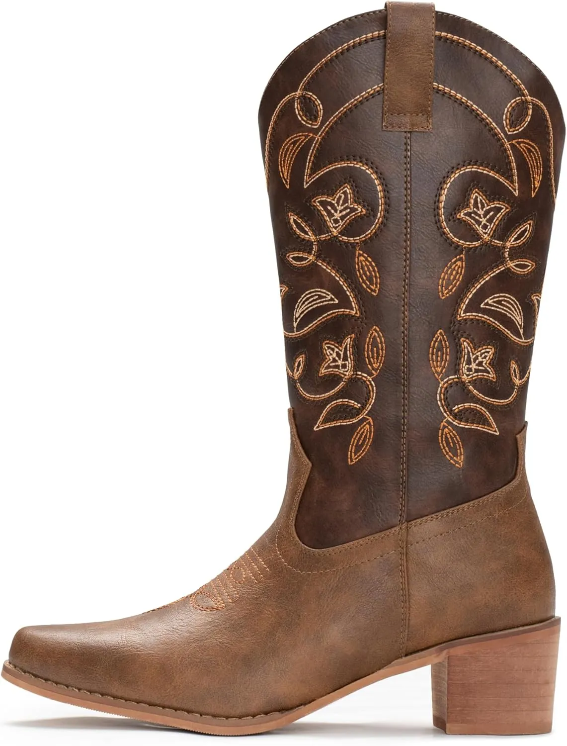 IUV Cowboy Boots For Women Pointy Toe Women's Western Boots Cowgirl Boots Mid Calf Boots