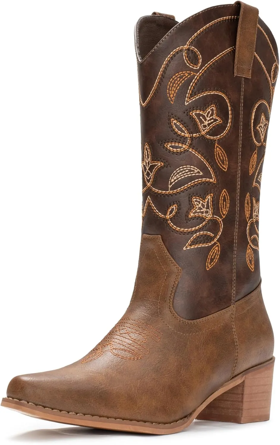 IUV Cowboy Boots For Women Pointy Toe Women's Western Boots Cowgirl Boots Mid Calf Boots