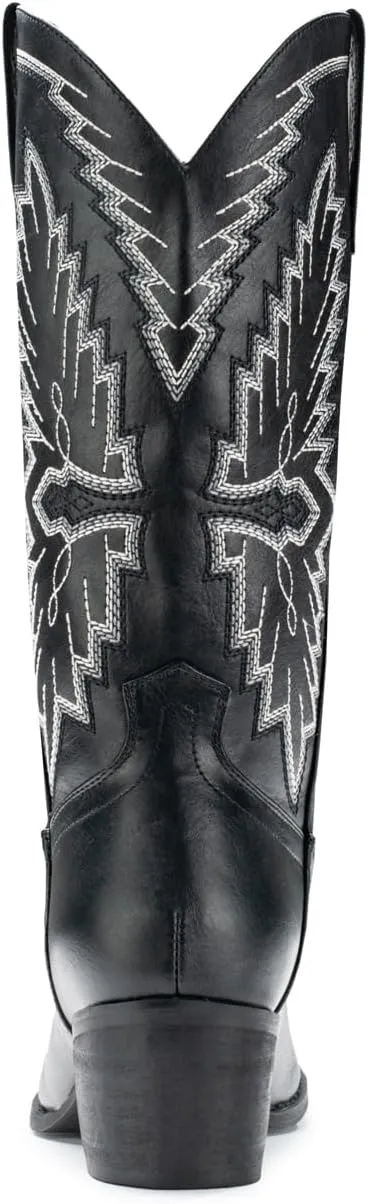 IUV Cowboy Boots For Women Western Boots Cowgirl Classic Fashion Embroidered Pointy Toe Boots