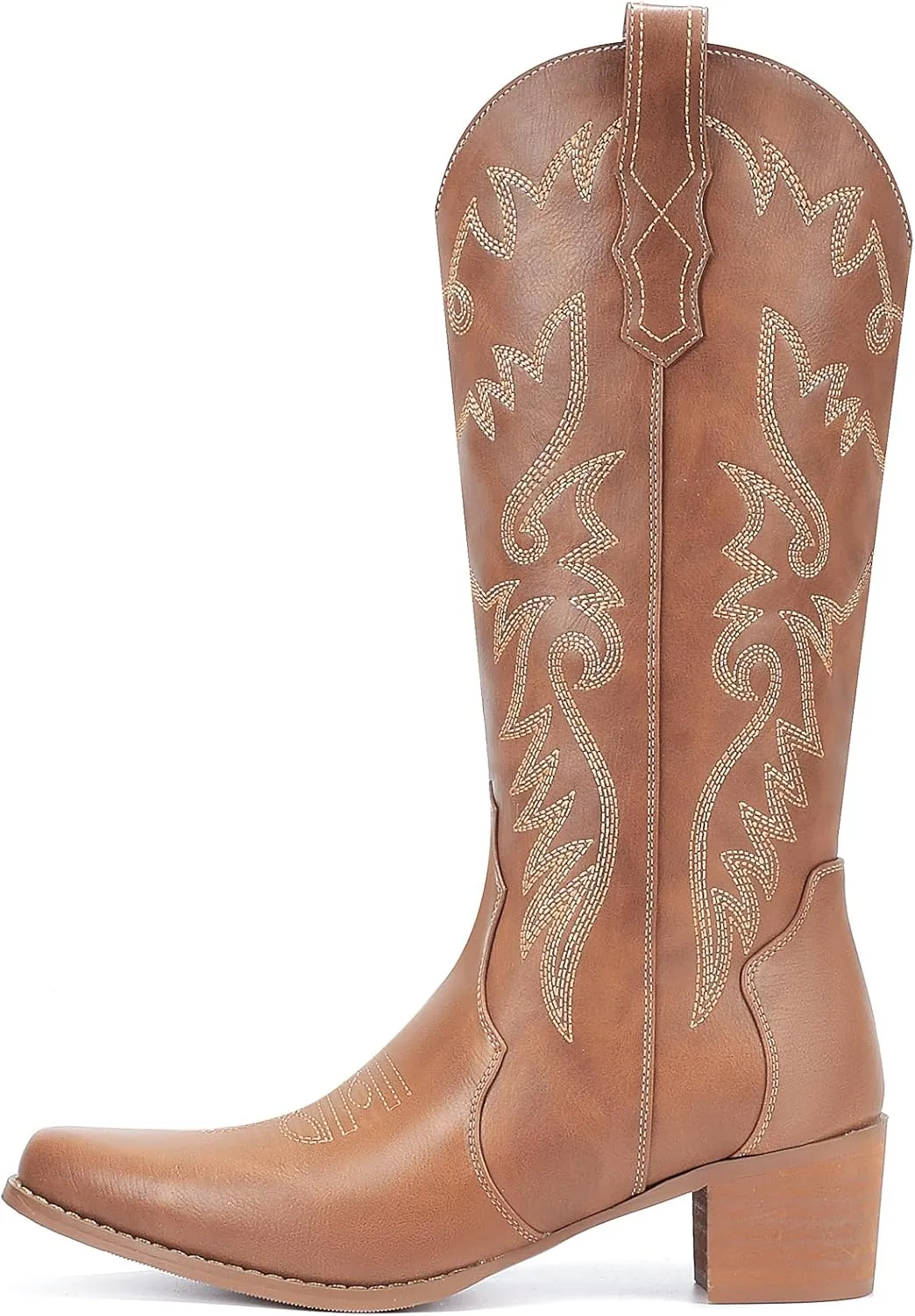 IXU Cowboy Boots Women Pointy Toe Women's Mid Calf Western Cowgirl Boots