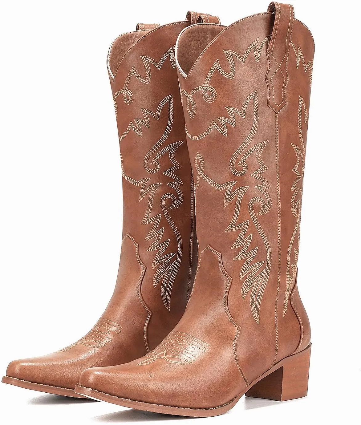 IXU Cowboy Boots Women Pointy Toe Women's Mid Calf Western Cowgirl Boots
