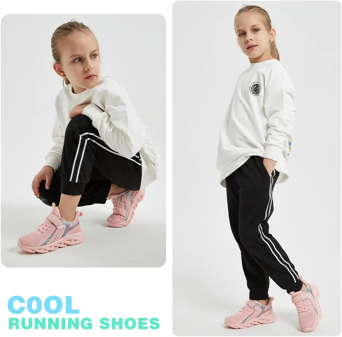 JABASIC Kids Running Shoes Boys Girls Lightweight Breathable Easy Walk Knit Sneakers