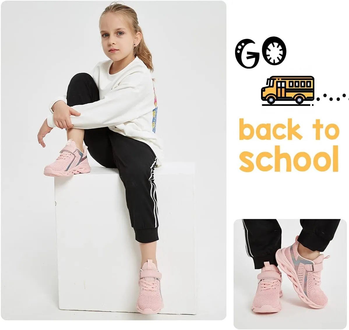 JABASIC Kids Running Shoes Boys Girls Lightweight Breathable Easy Walk Knit Sneakers