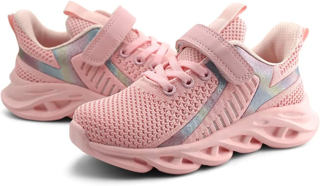 JABASIC Kids Running Shoes Boys Girls Lightweight Breathable Easy Walk Knit Sneakers