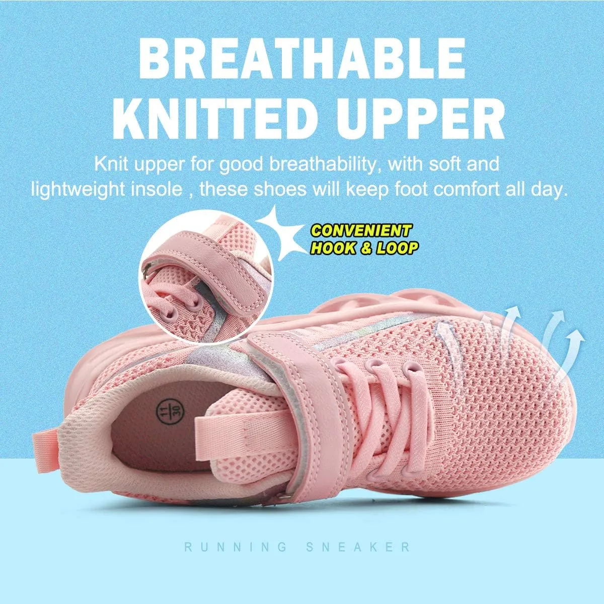 JABASIC Kids Running Shoes Boys Girls Lightweight Breathable Easy Walk Knit Sneakers