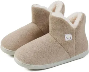 JadeRich Unisex Solid Color Slippers Coral Fleece Upper Heel Covering Warm Winter House Boots