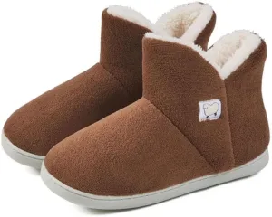 JadeRich Unisex Solid Color Slippers Coral Fleece Upper Heel Covering Warm Winter House Boots