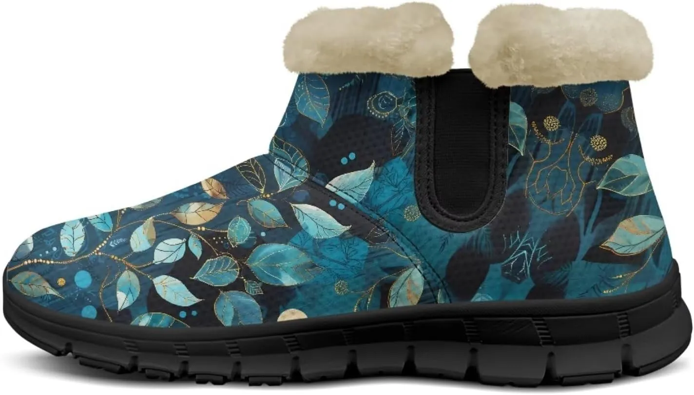 Jeiento Floral Women's Snow Boots Flowers Lightweight Fluffy Thickening Shoes Ladies Non Slip