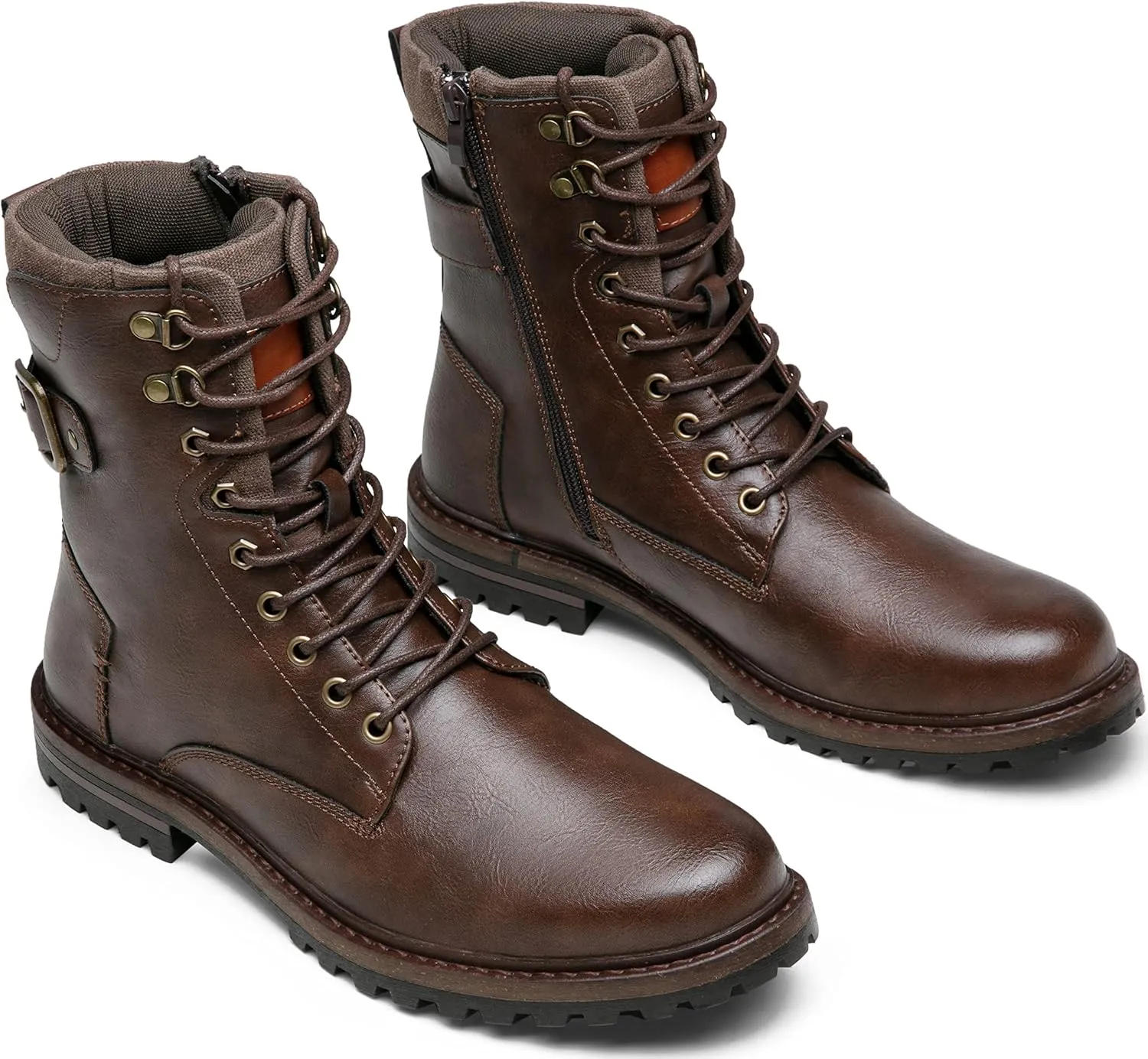 Jousen Boots for Men Casual Dress Retro Lace Up Motorcycle Boots