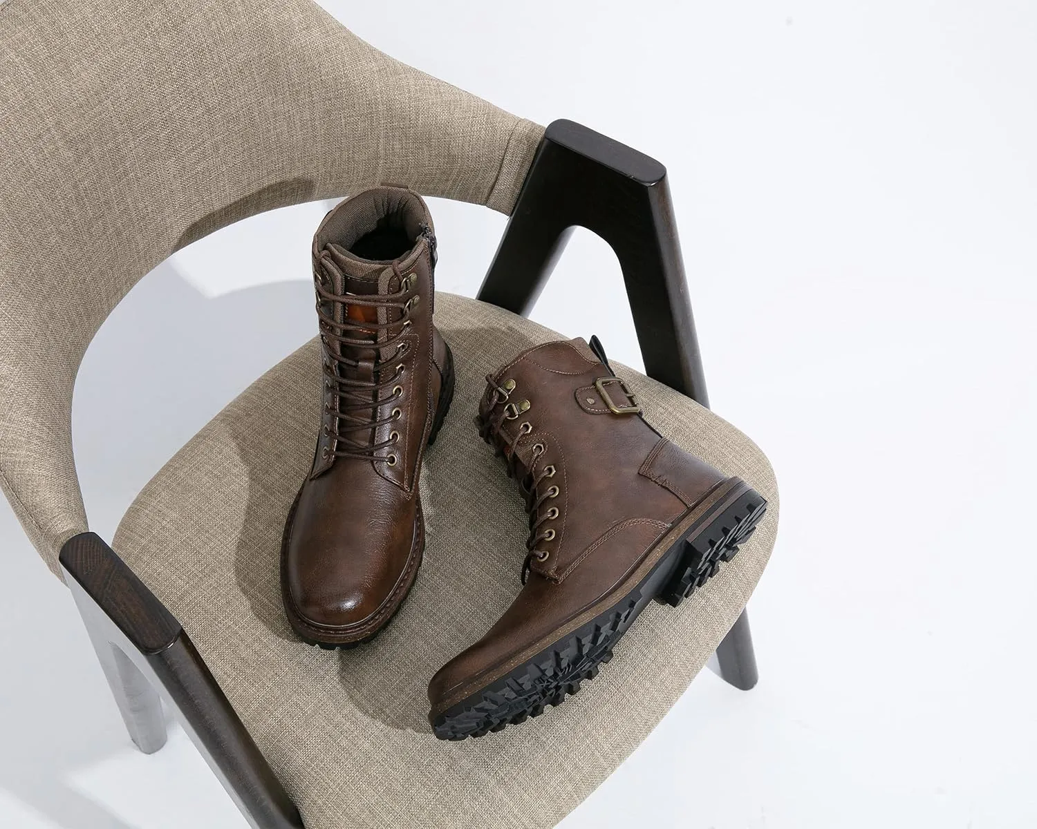 Jousen Boots for Men Casual Dress Retro Lace Up Motorcycle Boots