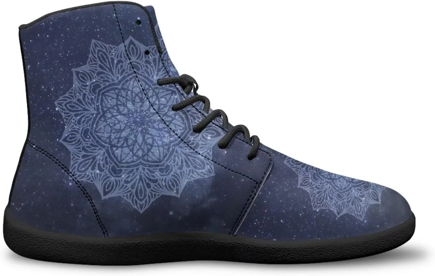 JoyLamoria Unisex High Top Sneakers Mandala Style Leather Shoes Lace-up Comfortable Casual Fashion Sneakers