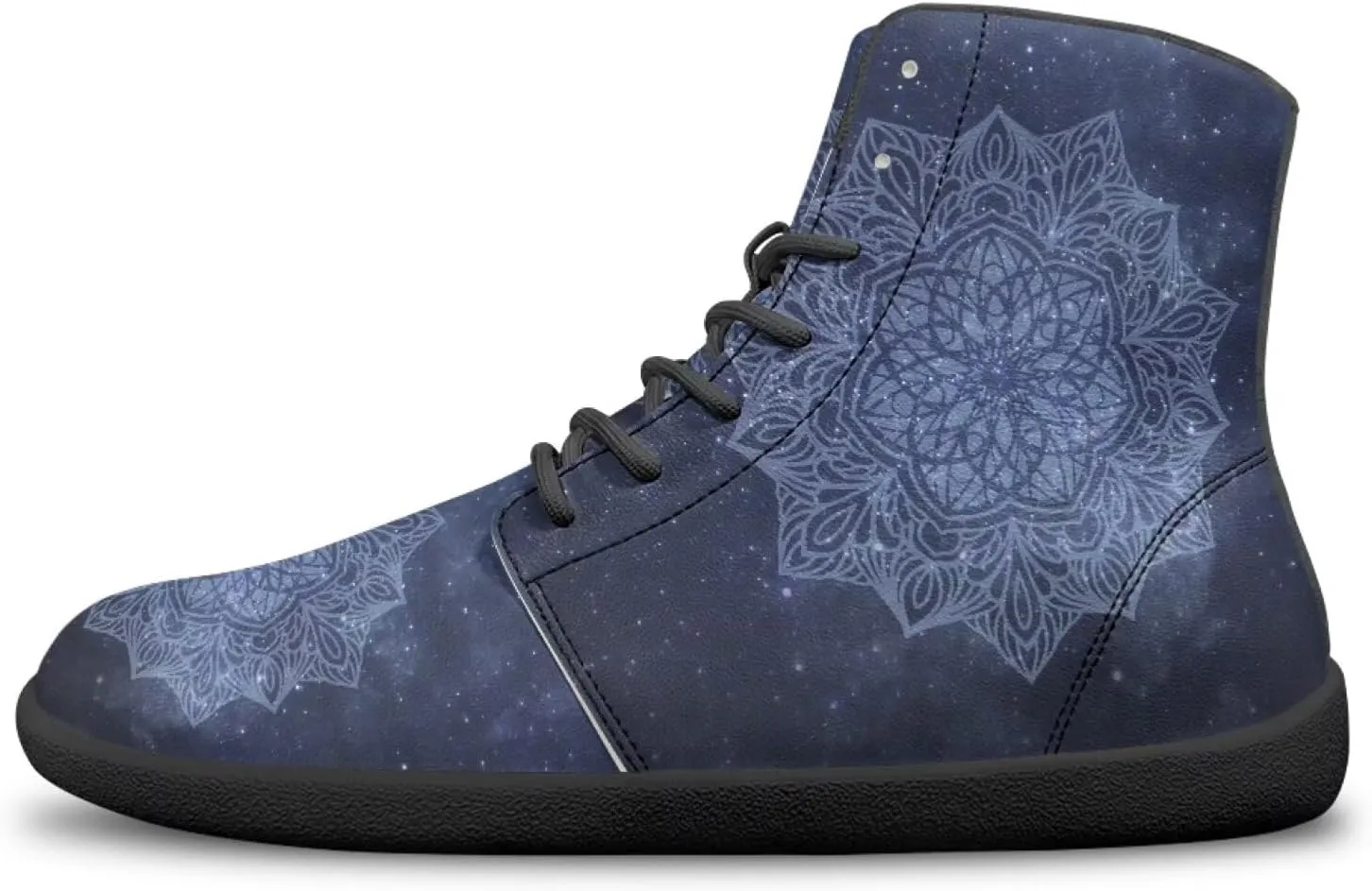 JoyLamoria Unisex High Top Sneakers Mandala Style Leather Shoes Lace-up Comfortable Casual Fashion Sneakers
