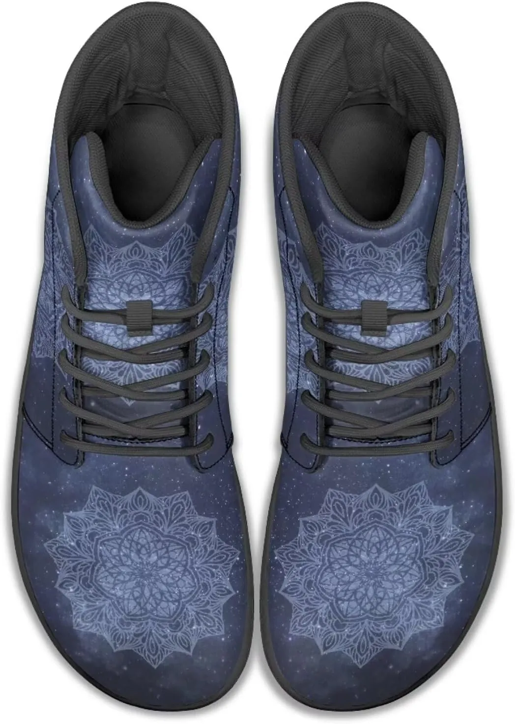 JoyLamoria Unisex High Top Sneakers Mandala Style Leather Shoes Lace-up Comfortable Casual Fashion Sneakers
