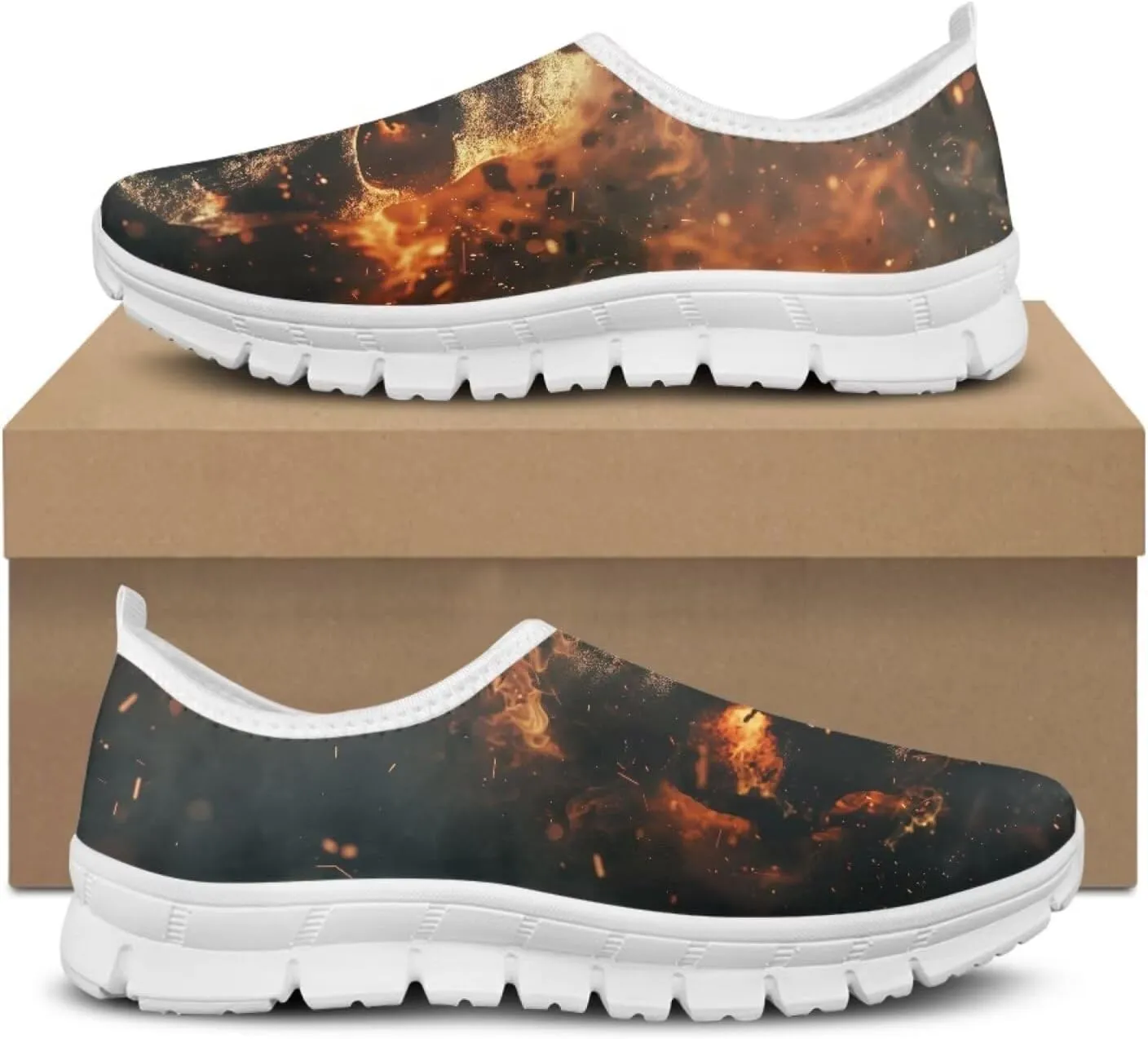 JoyLamoria Womens Floral Skull Print Low Top Lightweight Walking Shoes Girls Go Easy Travel Shoes Art Comfy Sneakers