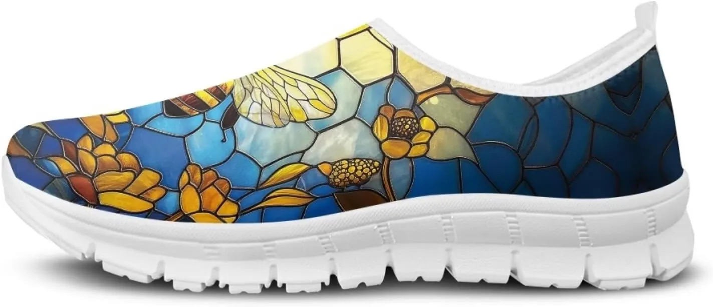 JoyLamoria Womens Floral Skull Print Low Top Lightweight Walking Shoes Girls Go Easy Travel Shoes Art Comfy Sneakers