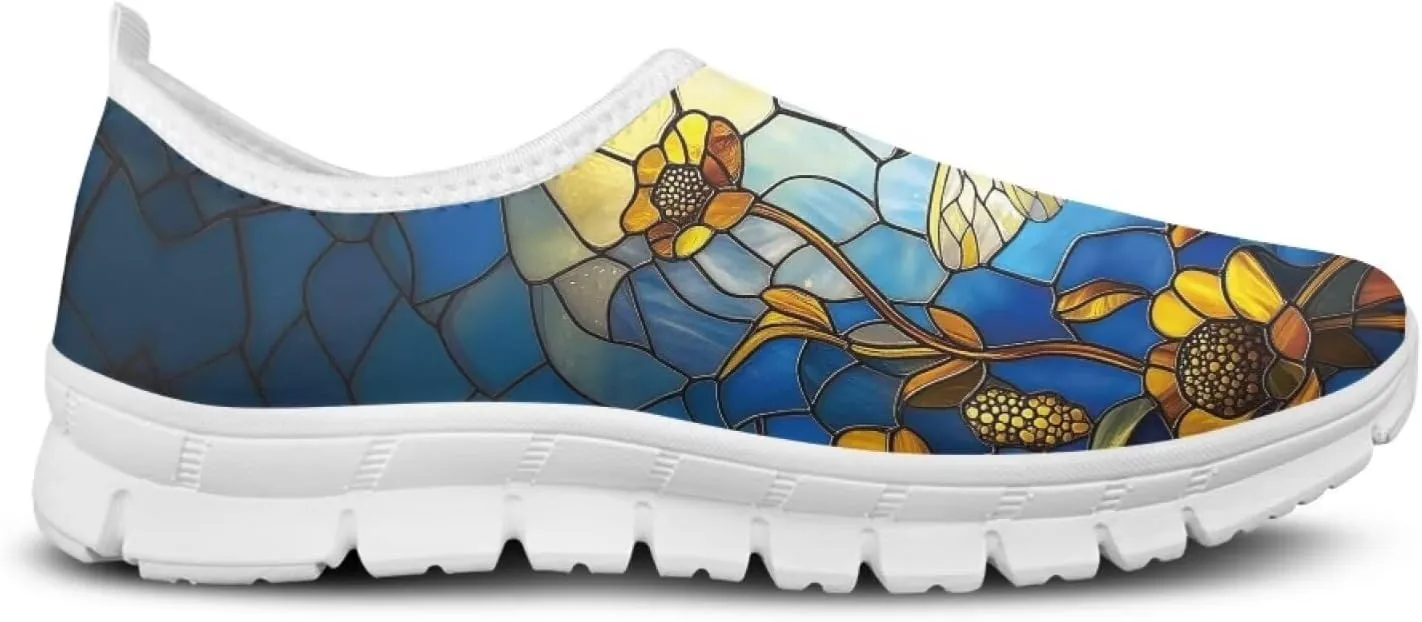 JoyLamoria Womens Floral Skull Print Low Top Lightweight Walking Shoes Girls Go Easy Travel Shoes Art Comfy Sneakers