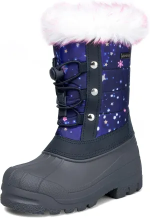 K KomForme Boys & Girls Snow Boots Insulated Fur Lined Warm Anti-Slip Waterproof Winter Boot (Toddler/Little Kid/Big Kid)