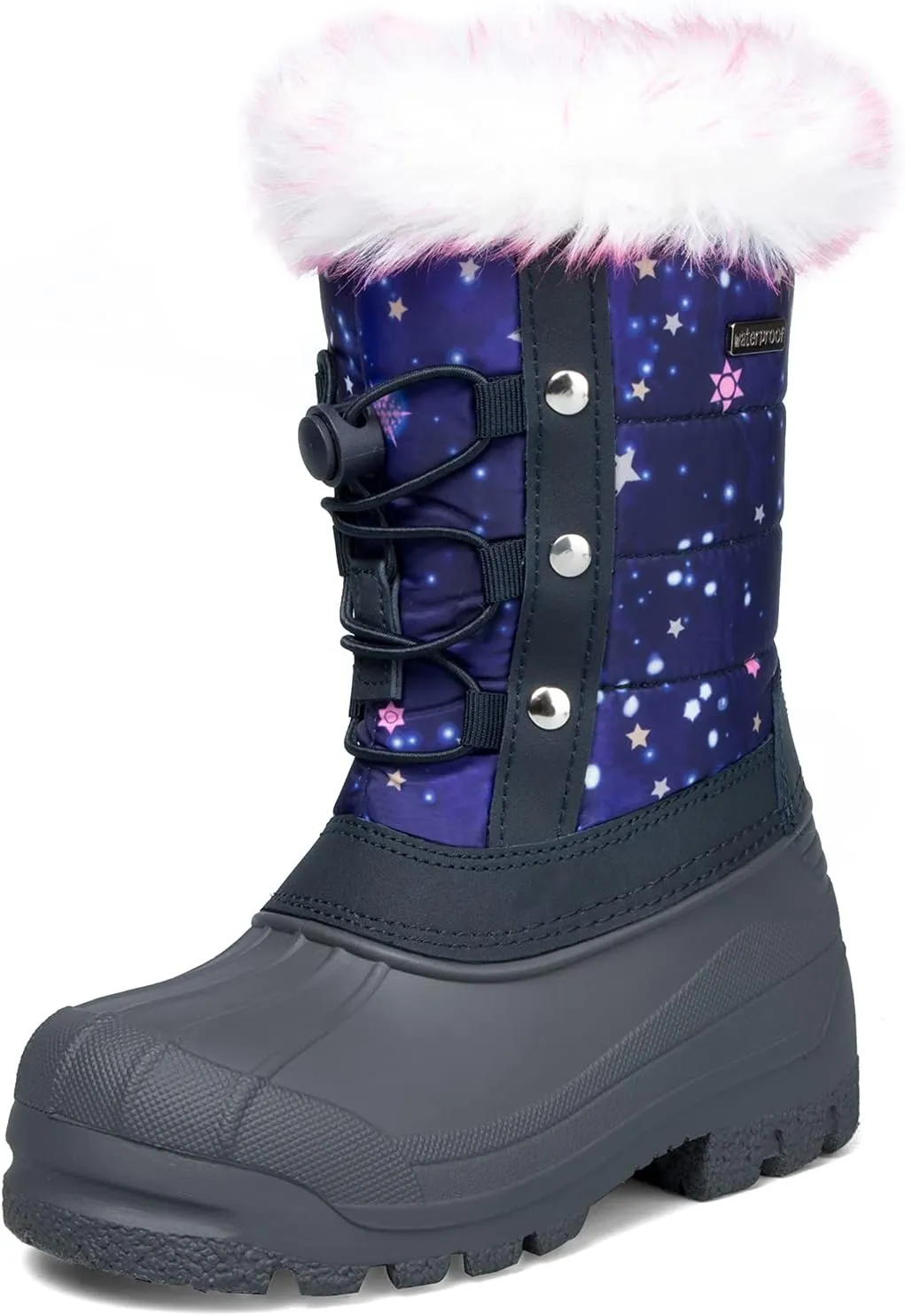 K KomForme Boys & Girls Snow Boots Insulated Fur Lined Warm Anti-Slip Waterproof Winter Boot (Toddler/Little Kid/Big Kid)