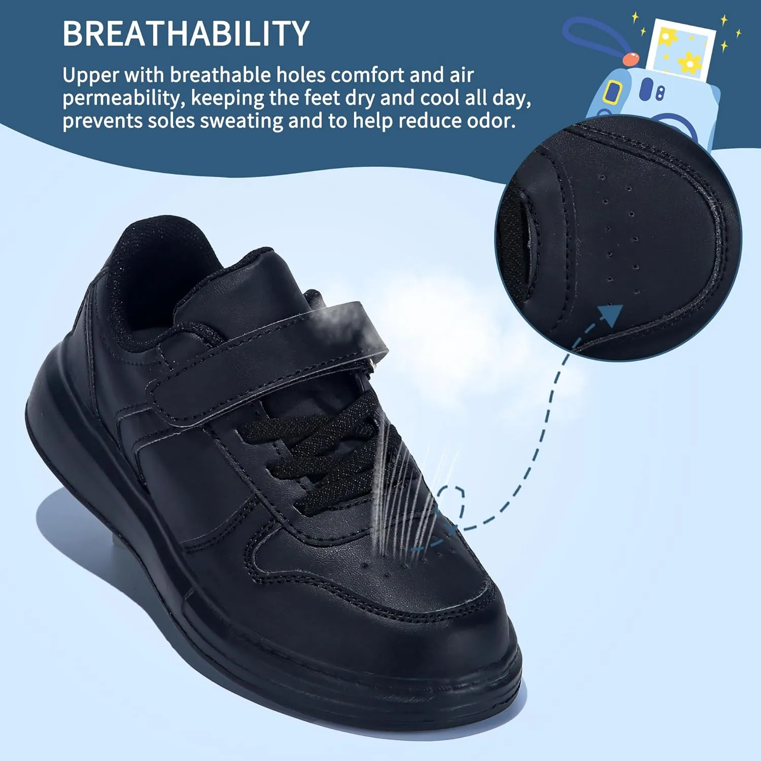 Kids Boys Girls Sneakers Hook & Loop Tennis Breathable Lightweight Toddler Shoes for Sport Outdoor Walking (Size 9-3)